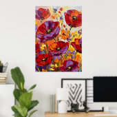 Farbige Mohn- und Blumenkunst Poster (Heimbüro)
