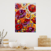 Farbige Mohn- und Blumenkunst Poster (Küche)