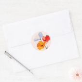 Farbige Mohnblume Blume Runder Aufkleber (Umschlag)
