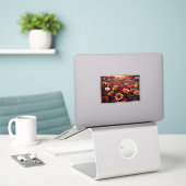 Farbige Mohnblumen Aufkleber (Laptop auf Schreibtisch)