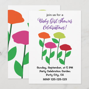 Farbige Mohnblumen-Baby-Shower  Einladung