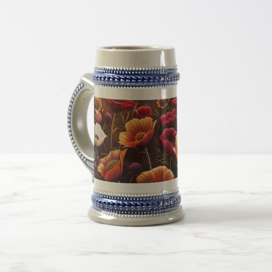 Farbige Mohnblumen Bierglas (Vorderseite Links)