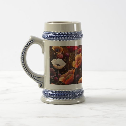 Farbige Mohnblumen Bierglas (Links)