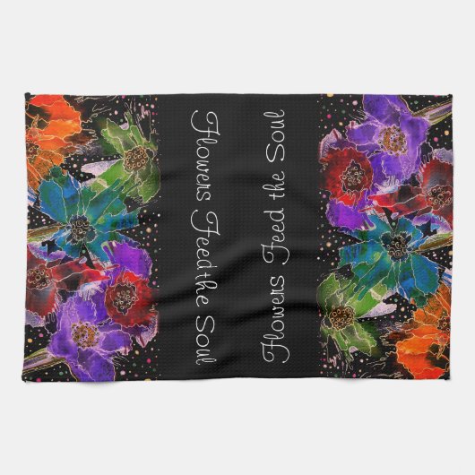 Farbige Mohnblumen Blume 1/2 Klappküche Handtuch (Horizontal)