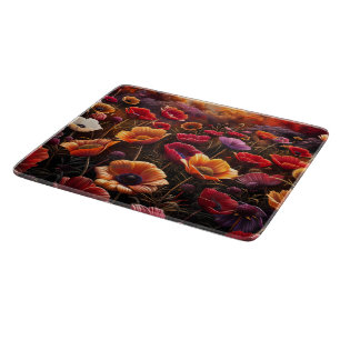 Farbige Mohnblumen Schneidebrett