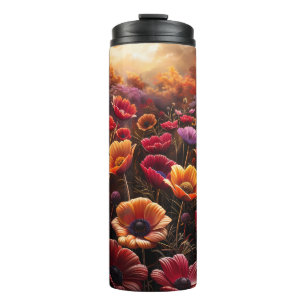 Farbige Mohnblumen Thermosbecher