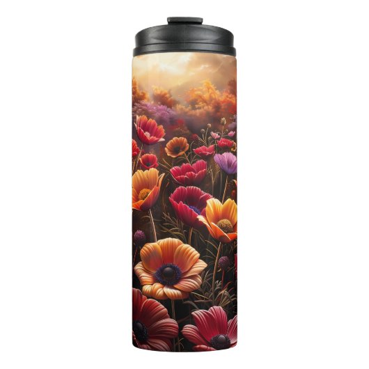 Farbige Mohnblumen Thermosbecher (Vorderseite)