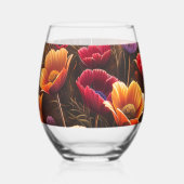 Farbige Mohnblumen Weinglas Ohne Stiel (Links)