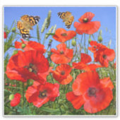 Farbige Mohnfeldklemme Aufkleber (Vorderseite)