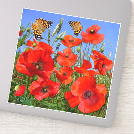 Farbige Mohnfeldklemme Aufkleber