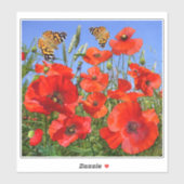 Farbige Mohnfeldklemme Aufkleber (Blatt)