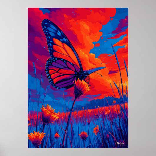 Farbige Monarchfalter-Expressionisten-Wandkunst Poster (Vorne)