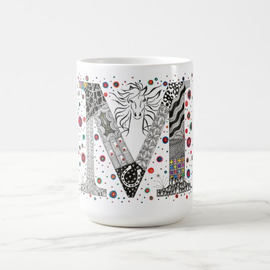 Farbige Monogram Letter M-Tasse Kaffeetasse (Mittel)