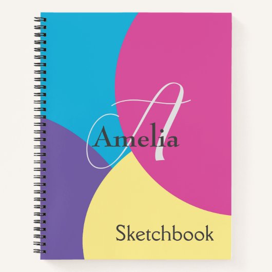 Farbige Monogram Name Sketchbook Notizblock (Vorderseite)