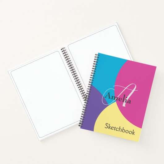 Farbige Monogram Name Sketchbook Notizblock (Innenseite)