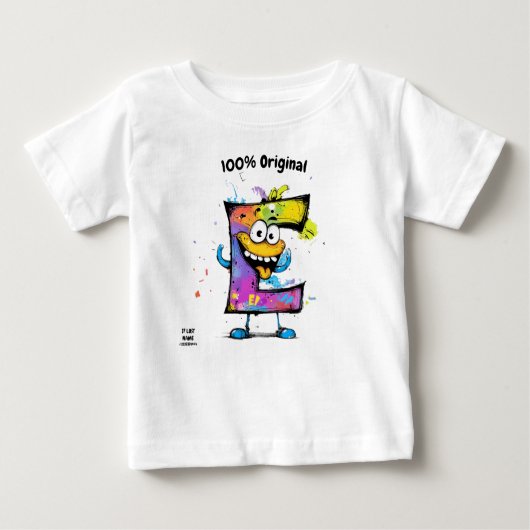 Farbige Monogramm E - Spaß und benutzerdefinierbar Baby T-shirt (Vorderseite)