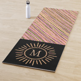 Farbige Monogramm einfache Gold Pink Schwarz Yogamatte