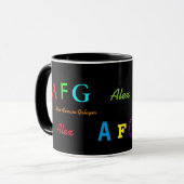 Farbige Monogramm-Initialen/Name personalisiert Tasse (Vorderseite Links)