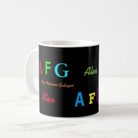 Farbige Monogramm-Initialen/Name personalisiert Tasse (Vorderseite Links)