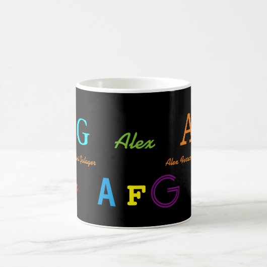 Farbige Monogramm-Initialen/Name personalisiert Tasse (Mittel)