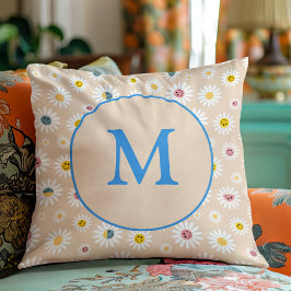 Farbige Monogramm Lächeln Daisy personalisiert Kissen