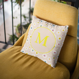 Farbige Monogramm Lächeln Daisy personalisiert Kissen