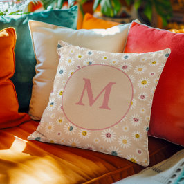 Farbige Monogramm Lächeln Daisy personalisiert Kissen