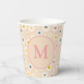 Farbige Monogramm Lächeln Daisy personalisiert Pappbecher (Vorderseite)
