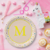Farbige Monogramm Lächeln Daisy personalisiert Pappteller (Party)
