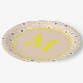 Farbige Monogramm Lächeln Daisy personalisiert Pappteller (Schrägansicht)