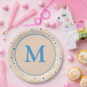 Farbige Monogramm Lächeln Daisy personalisiert Pappteller (Party)