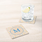 Farbige Monogramm Lächeln Daisy personalisiert Rechteckiger Pappuntersetzer (Vor Ort)