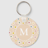 Farbige Monogramm Lächeln Daisy personalisiert Schlüsselanhänger (Vorderseite)