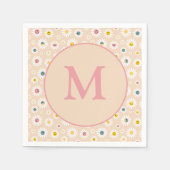 Farbige Monogramm Lächeln Daisy personalisiert Serviette (Vorderseite)