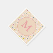 Farbige Monogramm Lächeln Daisy personalisiert Serviette (Ecke)