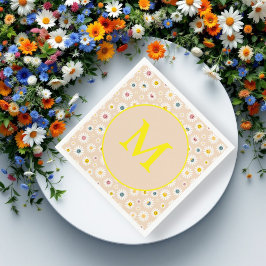 Farbige Monogramm Lächeln Daisy personalisiert Serviette
