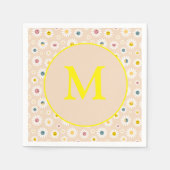 Farbige Monogramm Lächeln Daisy personalisiert Serviette (Vorderseite)