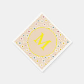 Farbige Monogramm Lächeln Daisy personalisiert Serviette (Ecke)