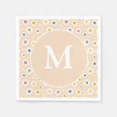 Farbige Monogramm Lächeln Daisy personalisiert Serviette (Vorderseite)