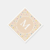 Farbige Monogramm Lächeln Daisy personalisiert Serviette (Ecke)