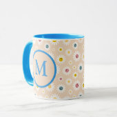 Farbige Monogramm Lächeln Daisy personalisiert Tasse (Vorderseite Links)