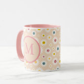 Farbige Monogramm Lächeln Daisy personalisiert Tasse (Vorderseite Links)