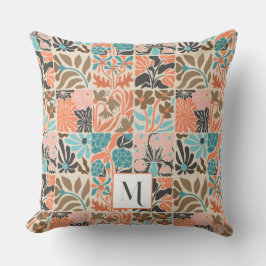 Farbige Monogramm Niedlich Retro Trendy floral Mus Kissen
