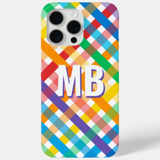 Farbige Monogramm-Regenbogenstreifen Case-Mate iPhone Hülle (Rückseite)