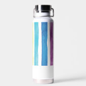 Farbige Monogramm-Skriptnamen Wasserfarben Streife Trinkflasche (Rückseite)