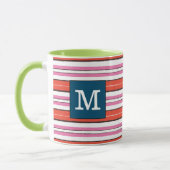 Farbige Monogramm Streifen Muster l Blau Tasse (Links)