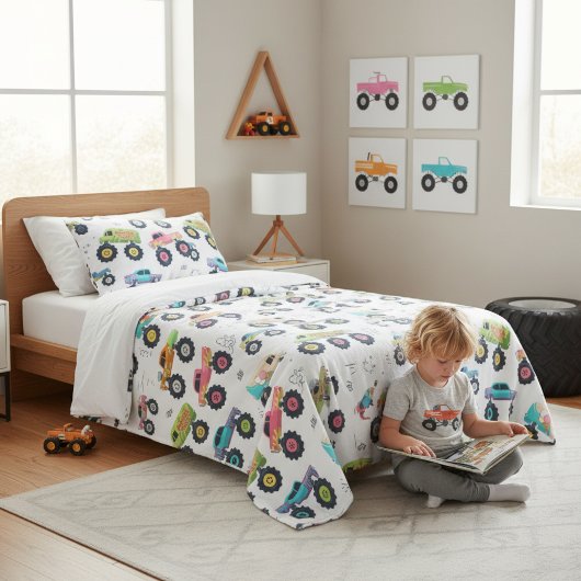 Farbige Monster-Trucks Kinderzimmer-Geschenk Fleecedecke