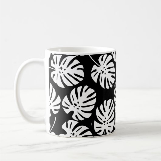 Farbige Monstera-Blätter nahtlos Kaffeetasse (Links)