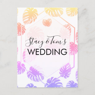 Farbige Monstera Handgezeichnete Botanik-Hochzeit  Postkarte