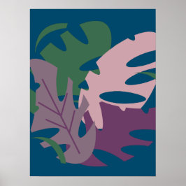 Farbige Monstera-Pflanze Bleib Lila pink grün Poster